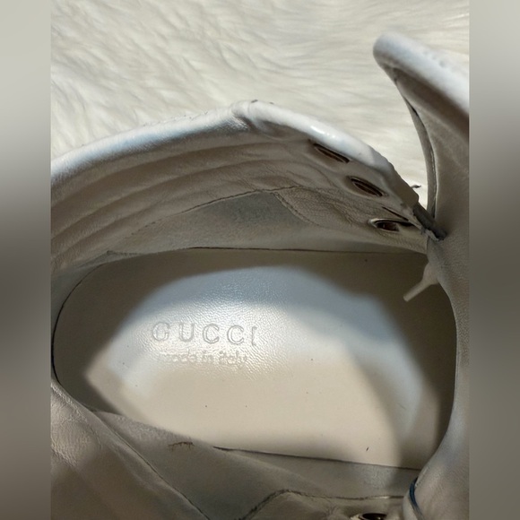 Gucci White High-Top Sneakers with Green and Red Web Stripe - Picture 12 of 12